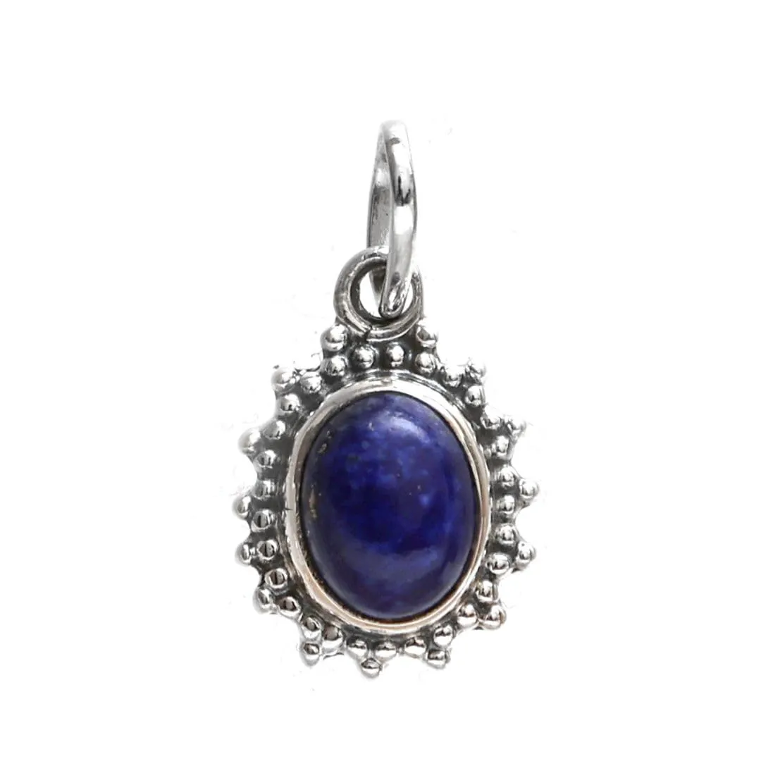 925 Sterling Silver Blue Lapis Lazuli Pendant for Women, Genuine September Birthstone Jewelry, Oval Oxidized, Trendy Natural Gemstone Necklace, Gift For Her