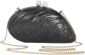Acrylic Purses For Women, Seashell Handbags Luxury Shoulder Crossbody Small Party Clutch Prom Purse Pearl Evening Bag