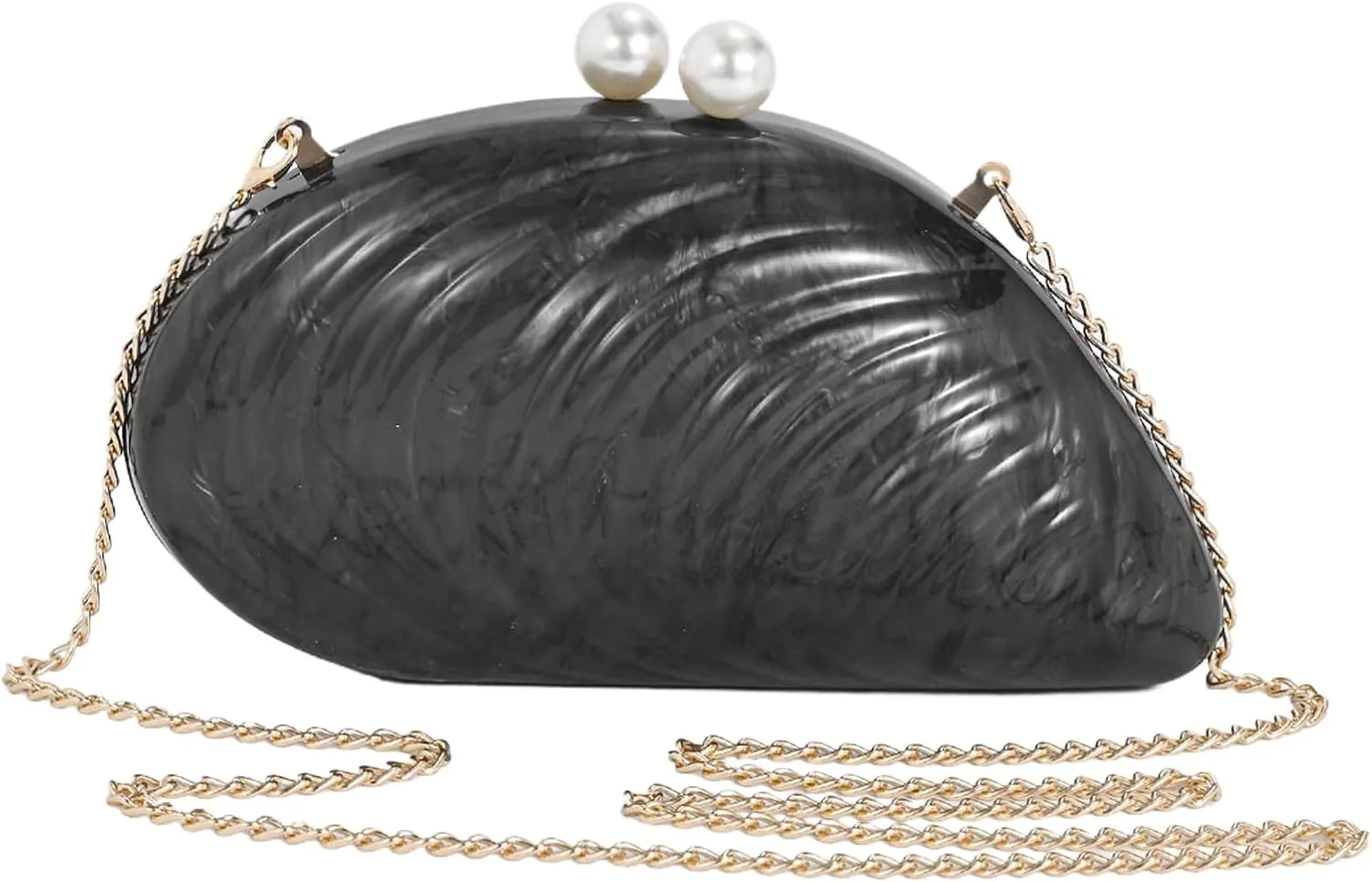 Acrylic Purses For Women, Seashell Handbags Luxury Shoulder Crossbody Small Party Clutch Prom Purse Pearl Evening Bag