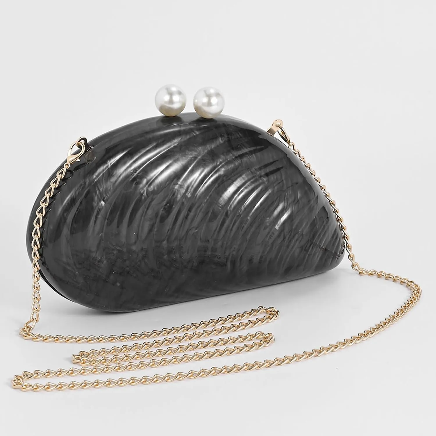 Acrylic Purses For Women, Seashell Handbags Luxury Shoulder Crossbody Small Party Clutch Prom Purse Pearl Evening Bag