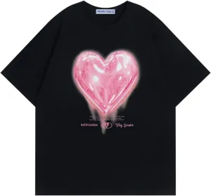 Aelfric Eden Women Love Balloon Graphic Tees Summer Short Sleeve Printed Cotton T Shirts Casual Harajuku Tops