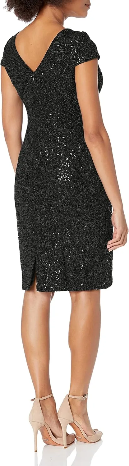 Alex Evenings Women's Knee Length V Neck Cocktail, Mother of The Bride Dress (Petite & Regular Sizes)