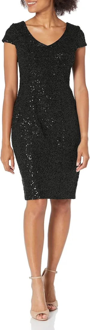 Alex Evenings Women's Knee Length V Neck Cocktail, Mother of The Bride Dress (Petite & Regular Sizes)