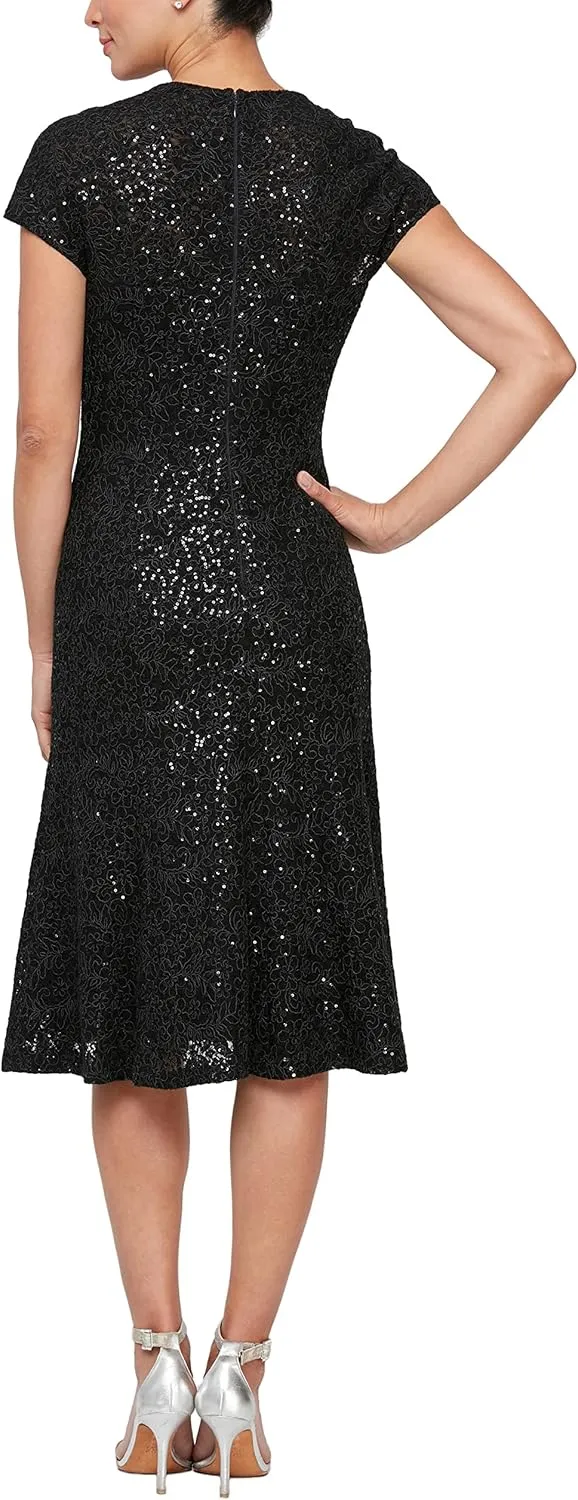 Alex Evenings Women's Knee Length V Neck Cocktail, Mother of The Bride Dress (Petite & Regular Sizes)