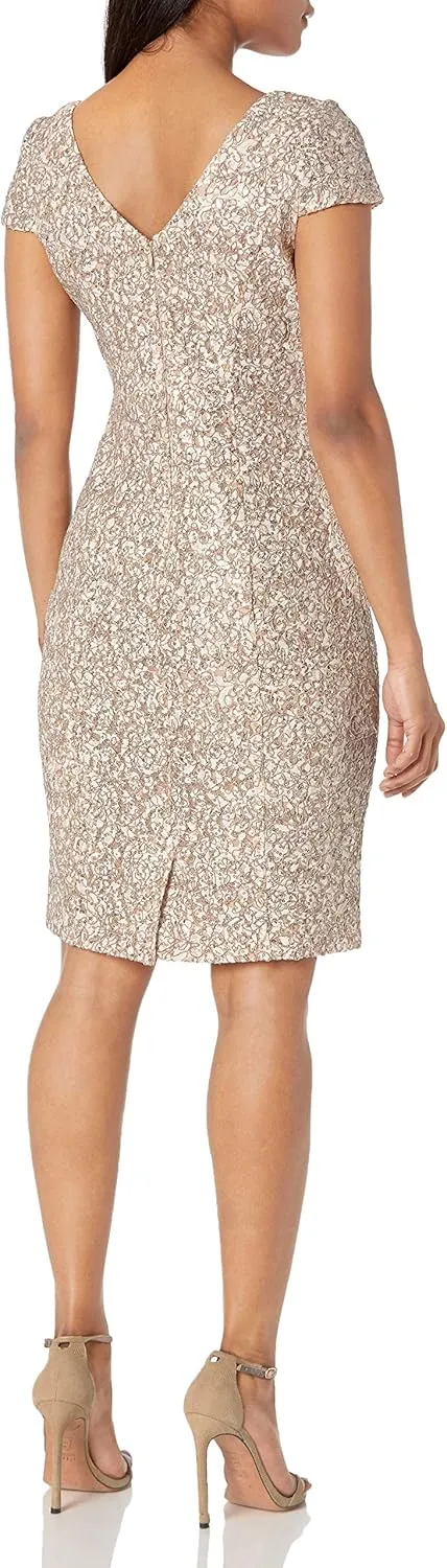 Alex Evenings Women's Knee Length V Neck Cocktail, Mother of The Bride Dress (Petite & Regular Sizes)