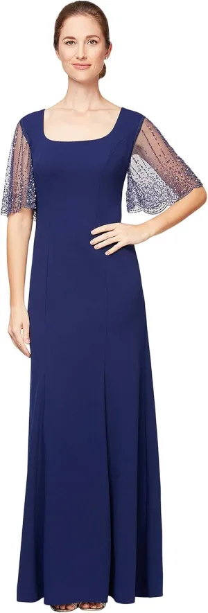 Alex Evenings Women's Long Dress with Knot Front Detail