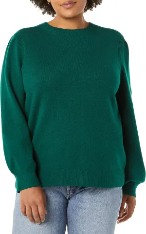 Amazon Essentials Women's Soft Touch Pleated Shoulder Crewneck Sweater