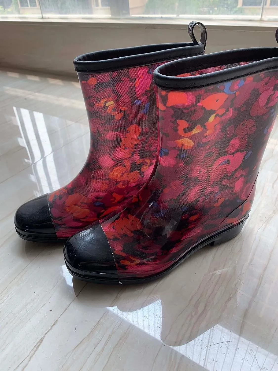 AMDBEL Rain Boots for Women, Women's Mid Calf Rain Boots Waterproof Garden Shoes Rubber Anti-Slipping Rain boots for Ladies