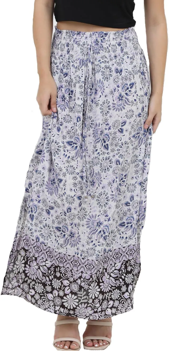 Angie Women's Printed Smocked Waist Maxi Skirt