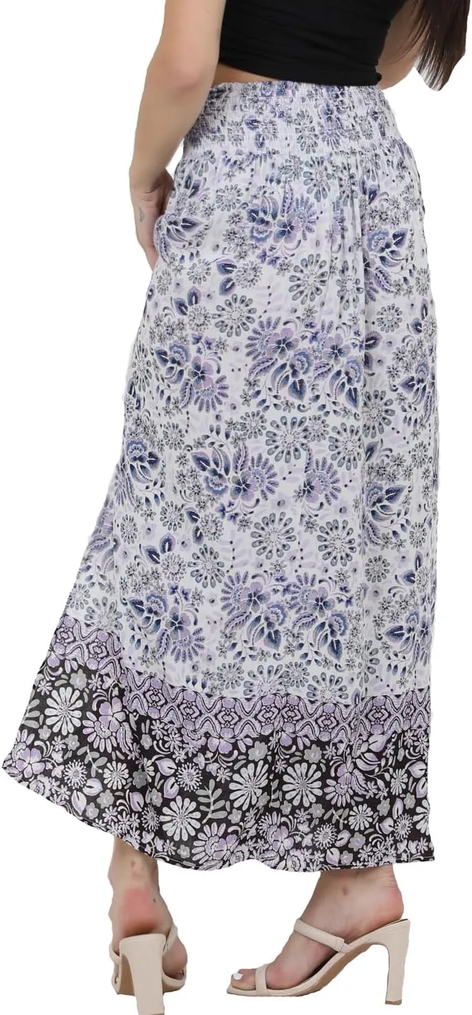 Angie Women's Printed Smocked Waist Maxi Skirt