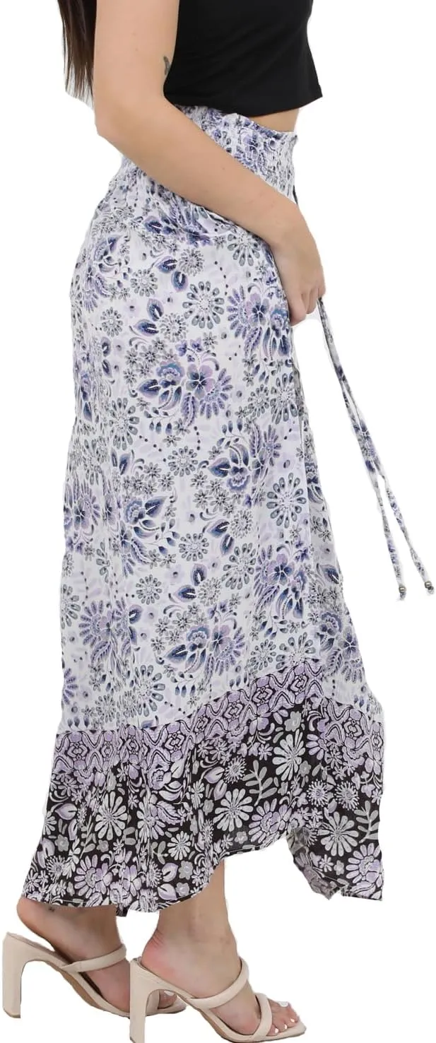 Angie Women's Printed Smocked Waist Maxi Skirt