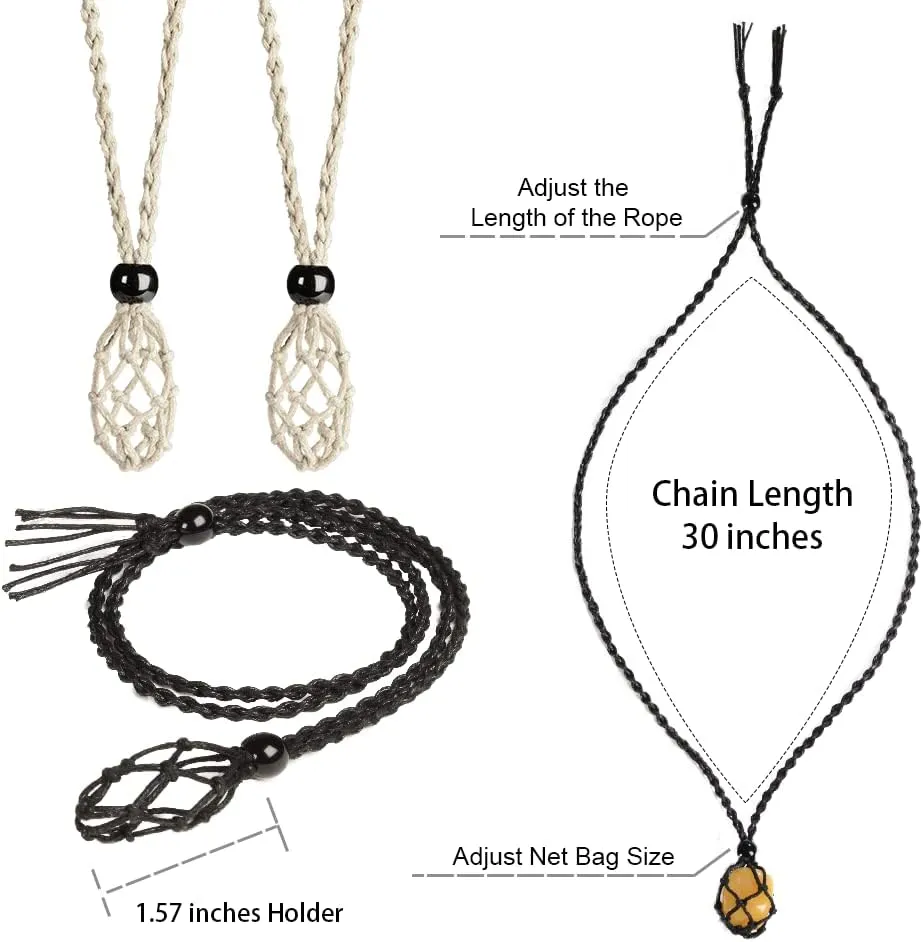 Anjiucc 12 PCS Crystal Cage Necklace Cord Empty Stone Holder Pendant Stone Replacement Hand-Woven Necklace Cord with Adjustable Length