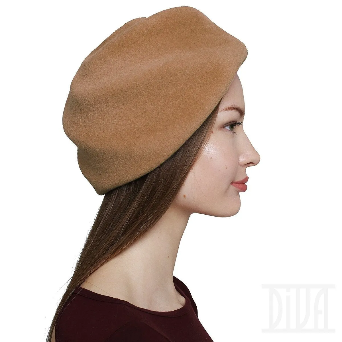 Antic Pink Fur Felt Beret for Women Fashion Winter Hat