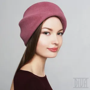 Antic Pink Fur Felt Beret for Women Fashion Winter Hat