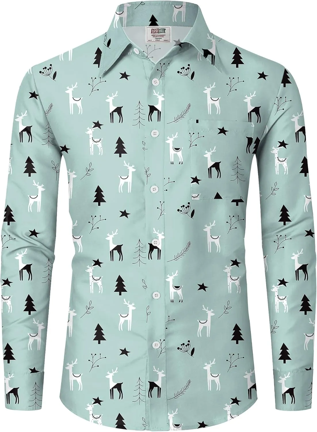Arvilhill Men's Christmas Button Shirts Long Sleeve Ugly Xmas Shirts (S-3XL)