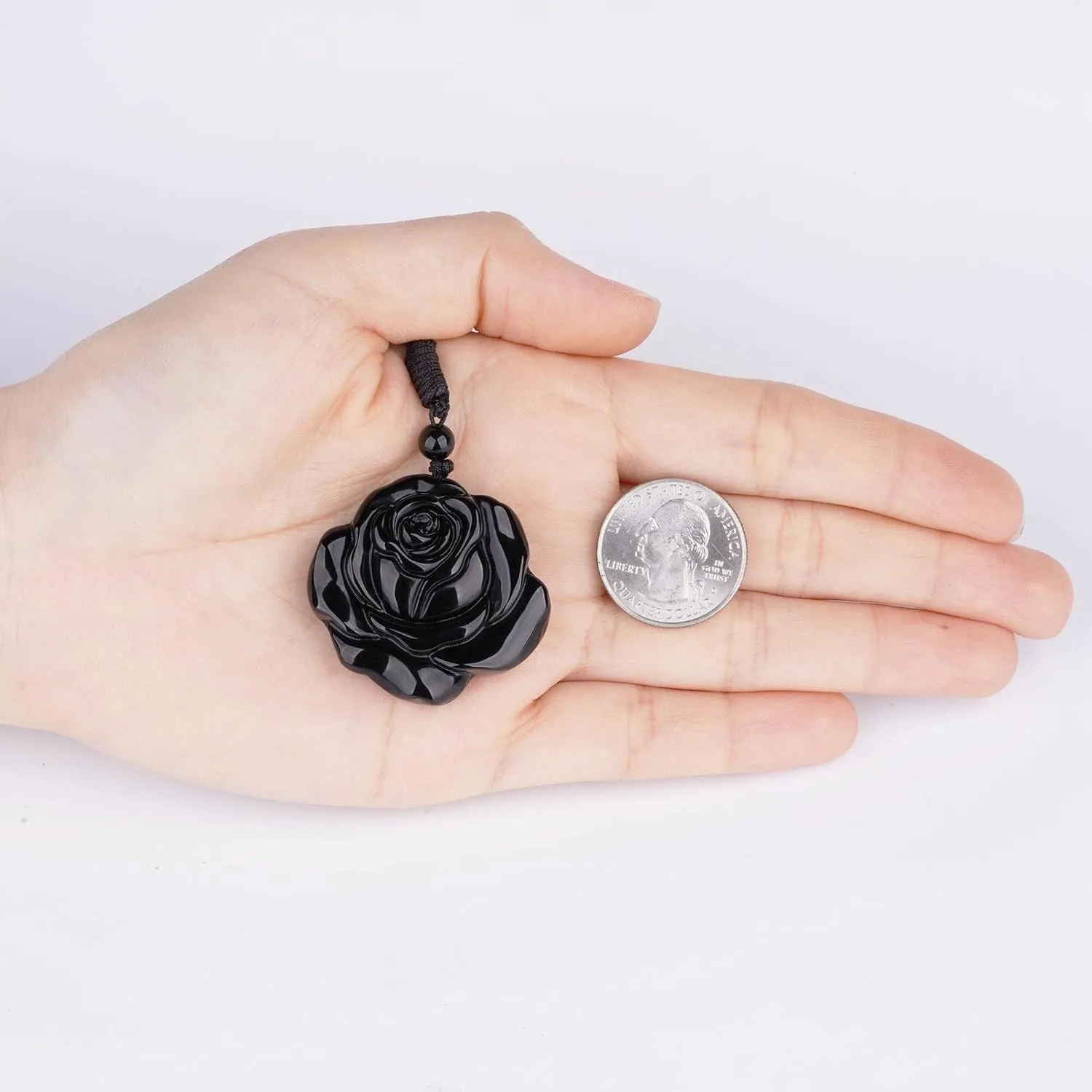 ASGIFT Black Obsidian Necklace Healing Crystal Stone Amulet Protection Pendant with Adjustable Rope Necklace Birthday Christmas Gift for Men Women