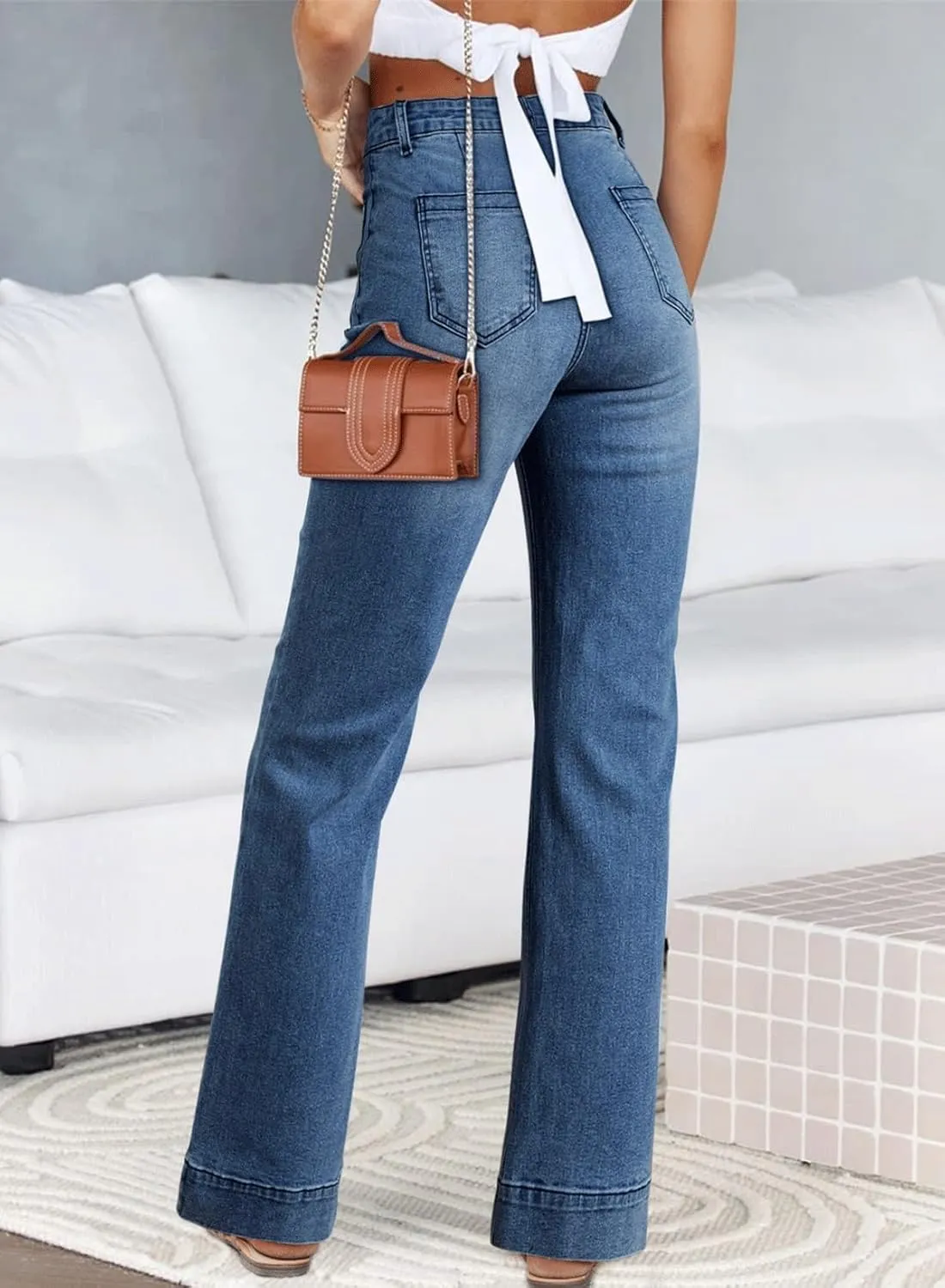 Astylish Women's Wide Leg Jeans High Waisted Stretchy Straight Leg Jeans Loose Trendy Denim Pants with Pocket