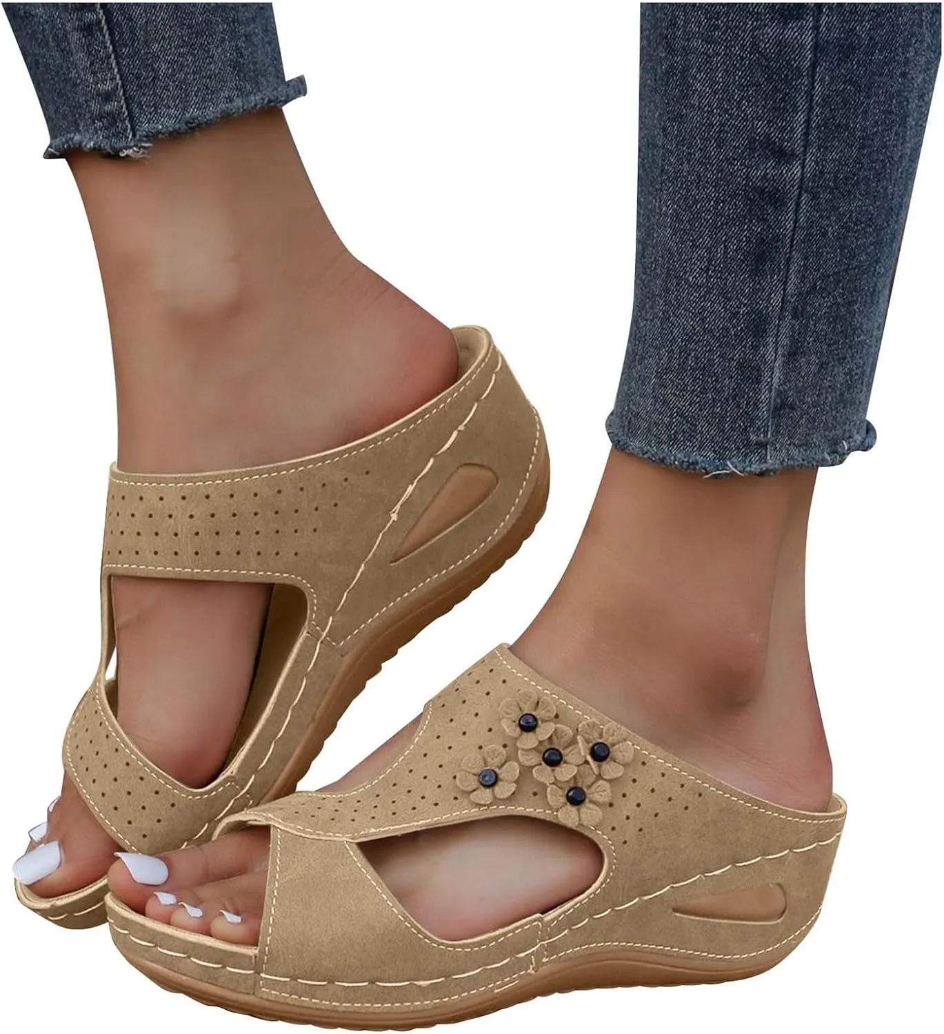 Avylays Orthopedic Sandals for Women, Women Walking Sandals with Arch Support Wedge Sandals Comfortable Beach Sandals