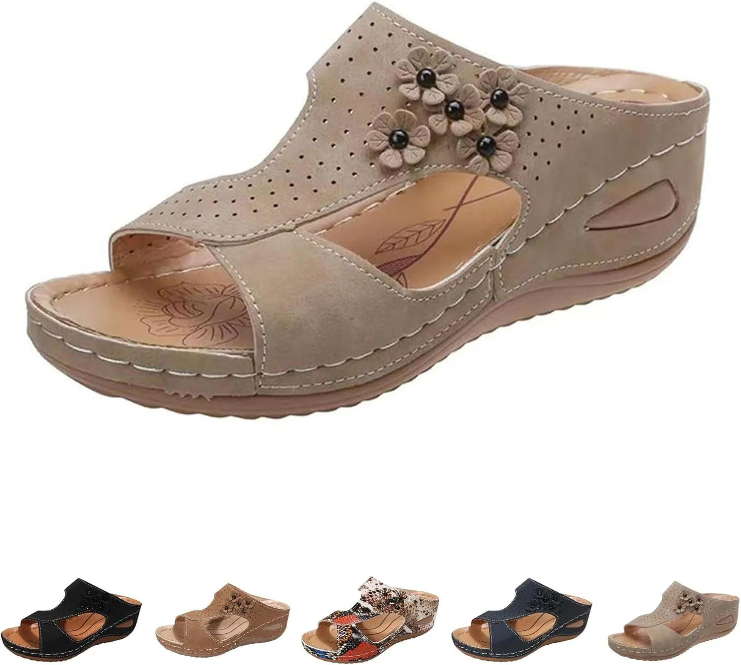 Avylays Orthopedic Sandals for Women, Women Walking Sandals with Arch Support Wedge Sandals Comfortable Beach Sandals