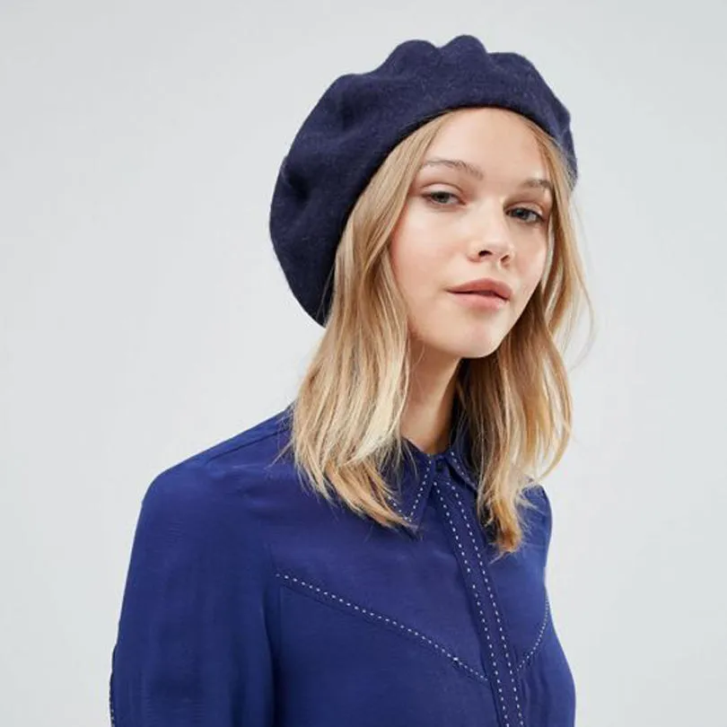AWAYTR Women's Hat Fashion Women Beret Cap Winter Warm Wool Hats Casual French Artist Beanie Hat Cap Headwear Fall Berets