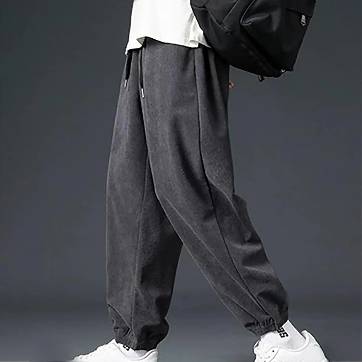 Aymnlox Mens Casual Jogger Pants Lightweight Outdoor Hiking Corduroy Pants Tapered Slim Fit Workout Gym Trousers with Pockets