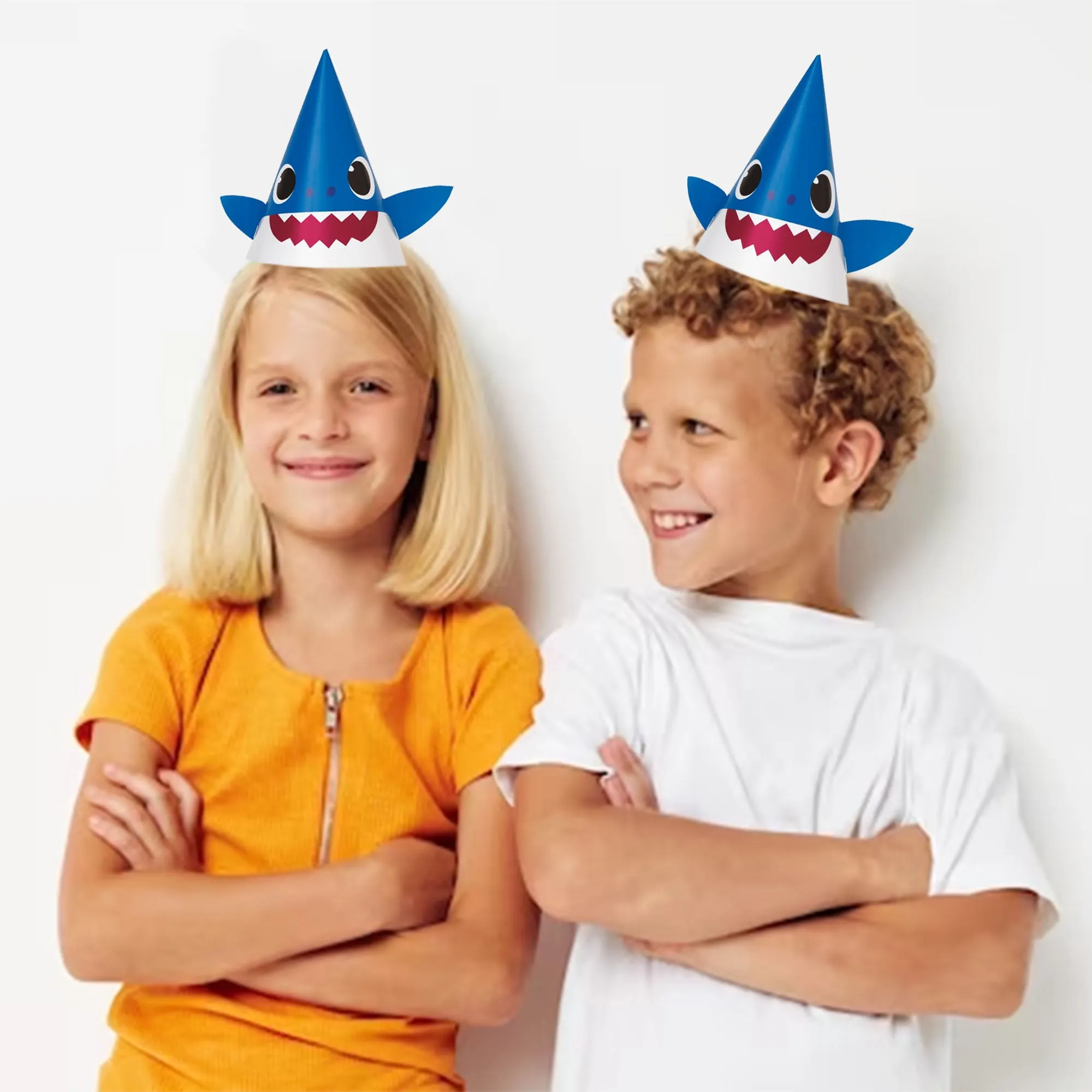 Baby Shark Party Supplies - Baby Shark Theme Cone Party Hat Birthday Accessories, 16 Count