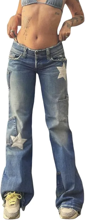 Baggy Jeans for Women High Waist Streetwear Jeans Vintage Wide Leg Straight Denim Pants Womens Casual Trousers