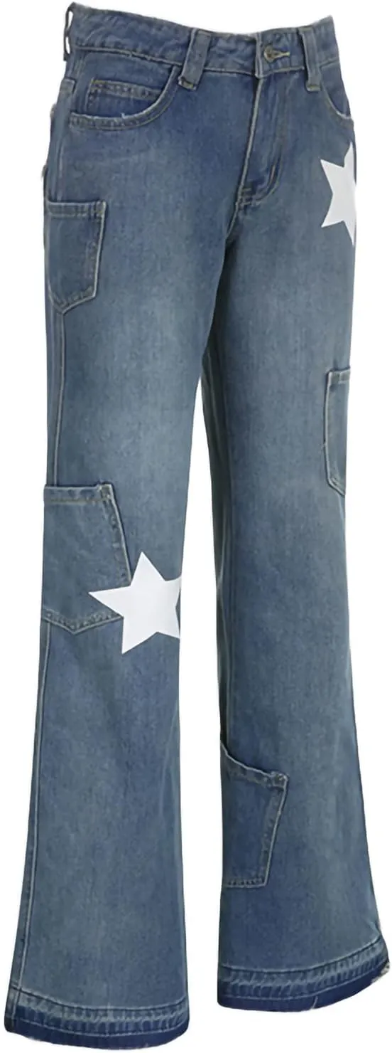 Baggy Jeans for Women High Waist Streetwear Jeans Vintage Wide Leg Straight Denim Pants Womens Casual Trousers