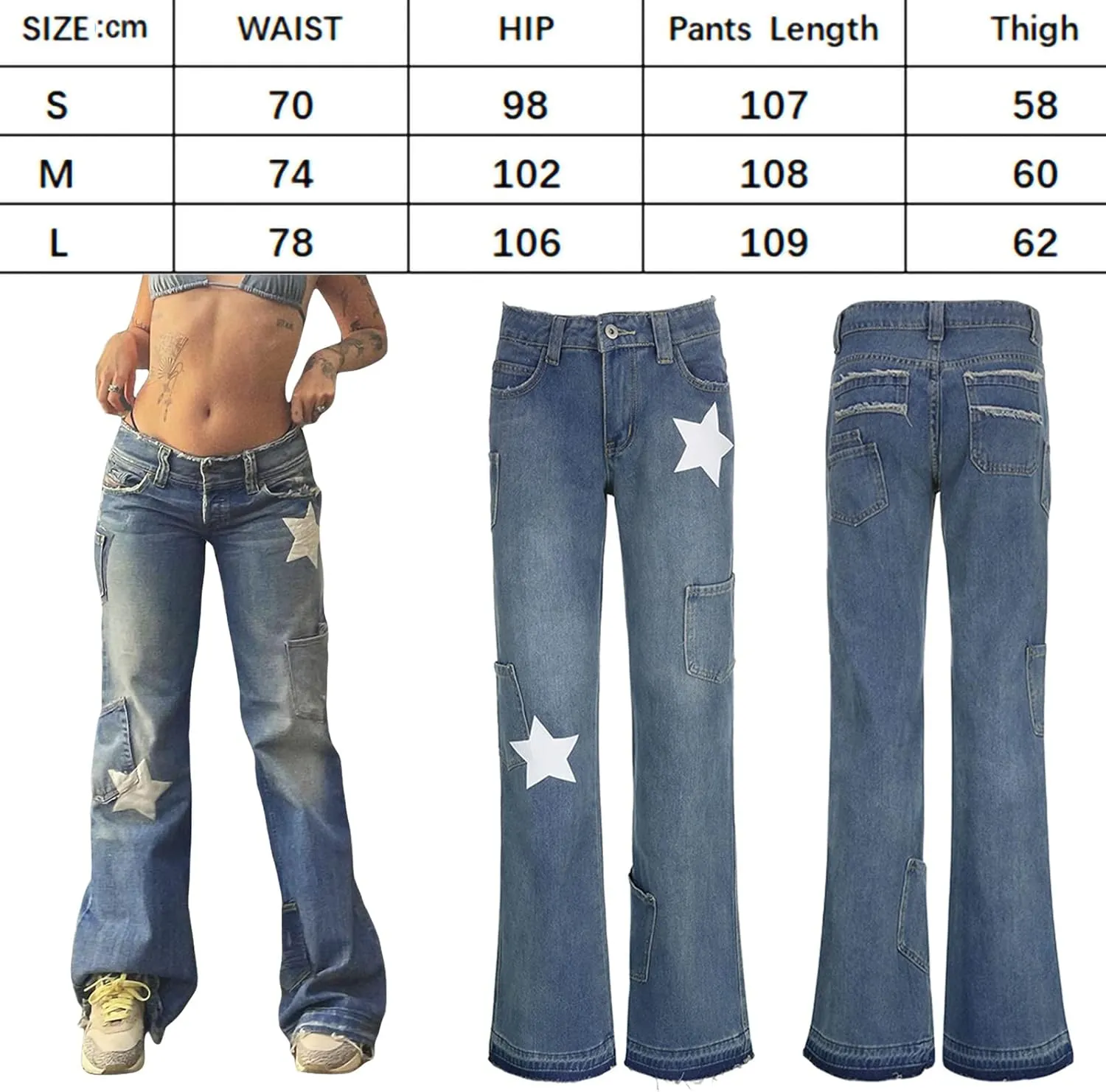 Baggy Jeans for Women High Waist Streetwear Jeans Vintage Wide Leg Straight Denim Pants Womens Casual Trousers