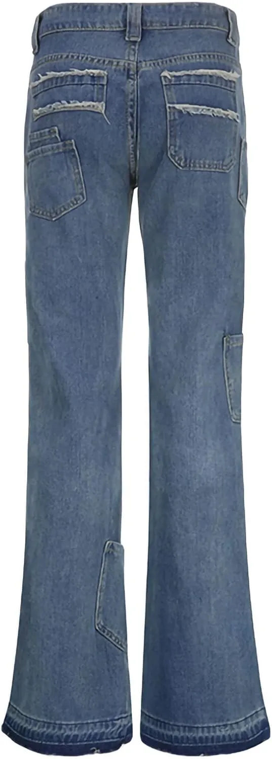 Baggy Jeans for Women High Waist Streetwear Jeans Vintage Wide Leg Straight Denim Pants Womens Casual Trousers