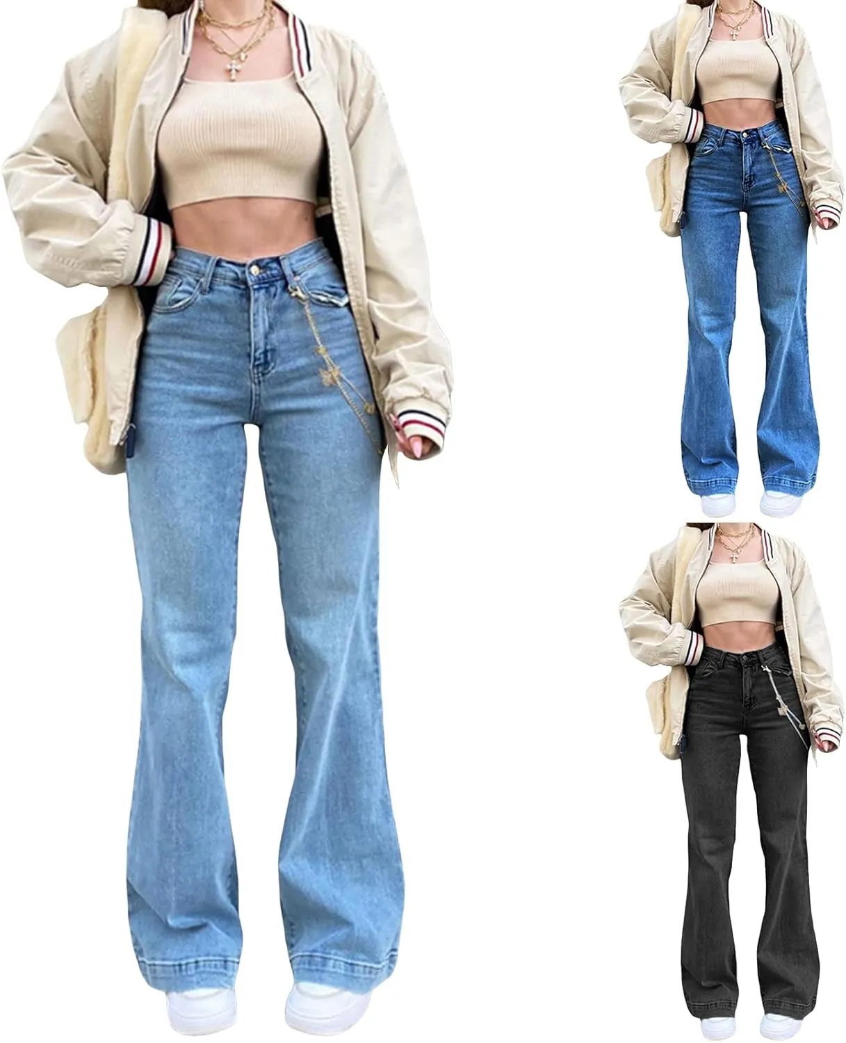 Baggy Jeans for Women High Waist Streetwear Jeans Vintage Wide Leg Straight Denim Pants Womens Casual Trousers