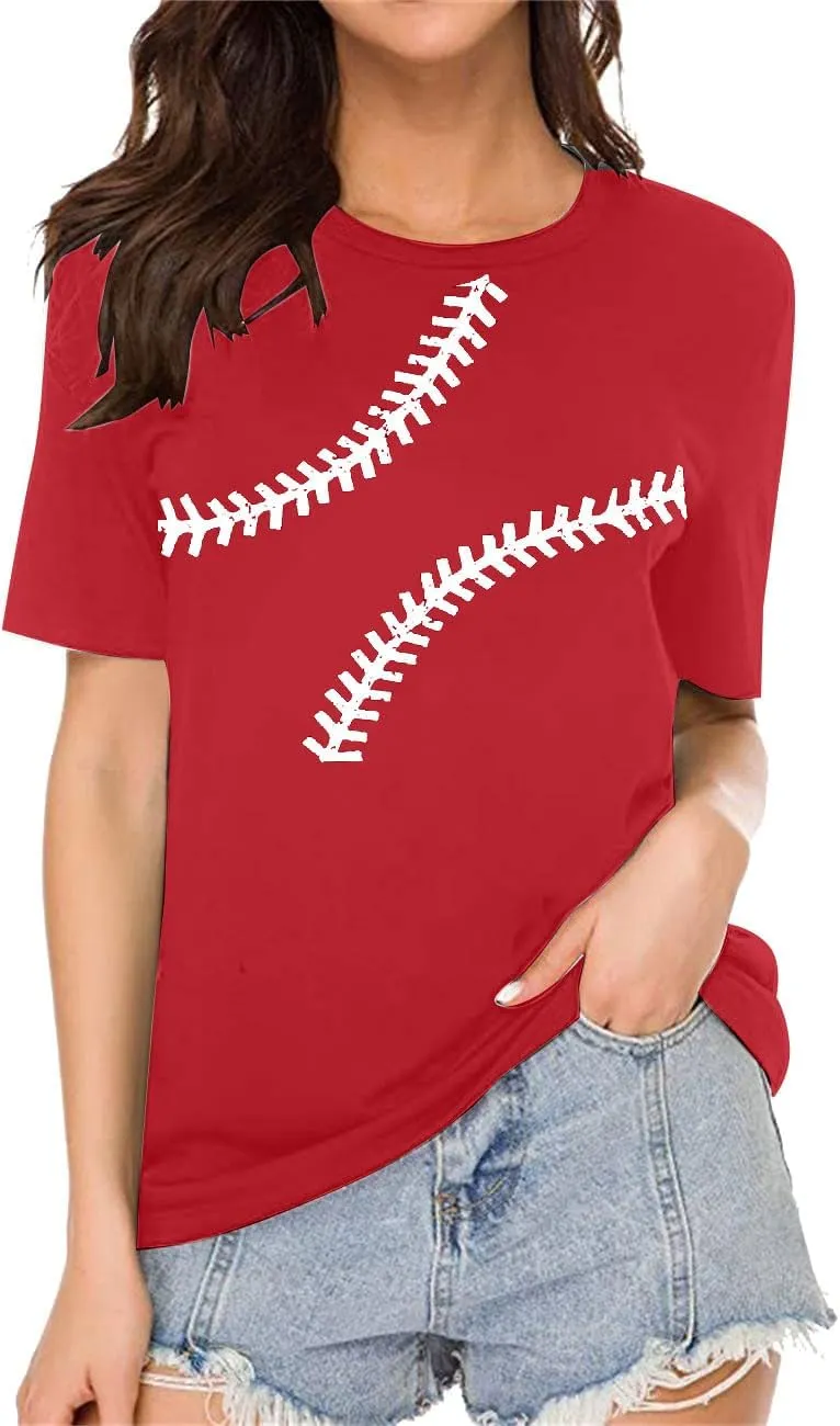 Baseball Shirt Women Baseball Love Graphic Tees Funny Baseball Mom T Shirt Game Day Short Sleeve Tops