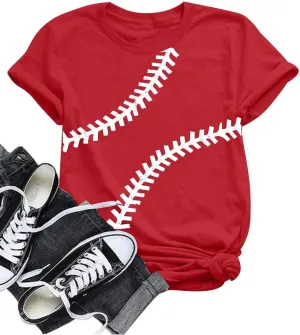 Baseball Shirt Women Baseball Love Graphic Tees Funny Baseball Mom T Shirt Game Day Short Sleeve Tops