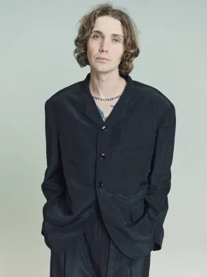 Black Linen & Viscose Short Jacket