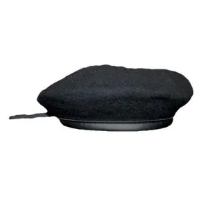 Black Military Beret, Lined w- Leather Sweatband