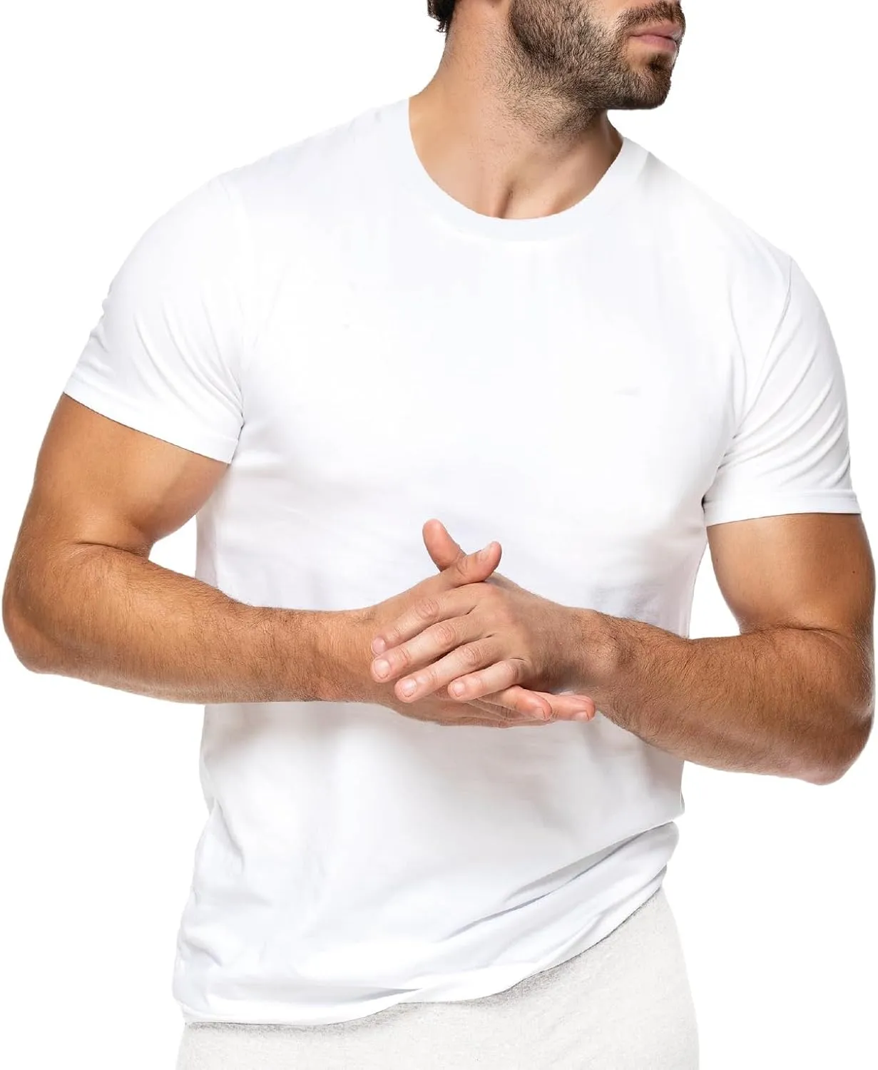 Body Glove Mens 3-Pack Micro Modal T Shirts, Cool Plain Undershirts & Gym Tshirts, Multipack White Tees