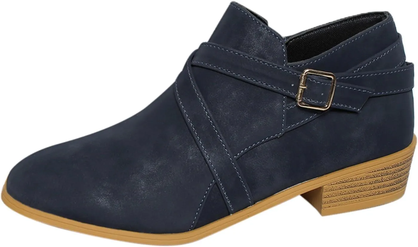 Booties for Women Ankle Fall Booties for Women Western Booties Women Ankle Boots Womens Bootie with Heel Keep Warm Flat Bottom Low Heel Comfortable Pointed Toe