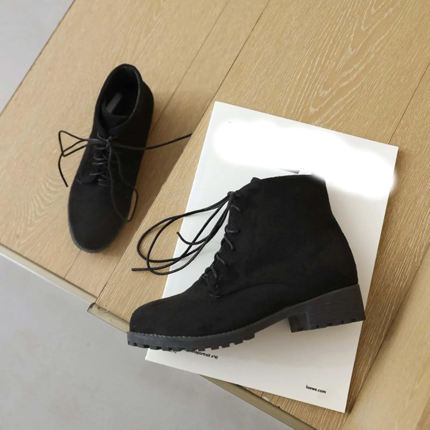 Boots for Women Ankle Womens Shoes Booties Brown Leather Boots Men Ankle Bootie for Women Low Heel Keep Warm Flat Bottom Low Heel Comfortable Pointed Toe
