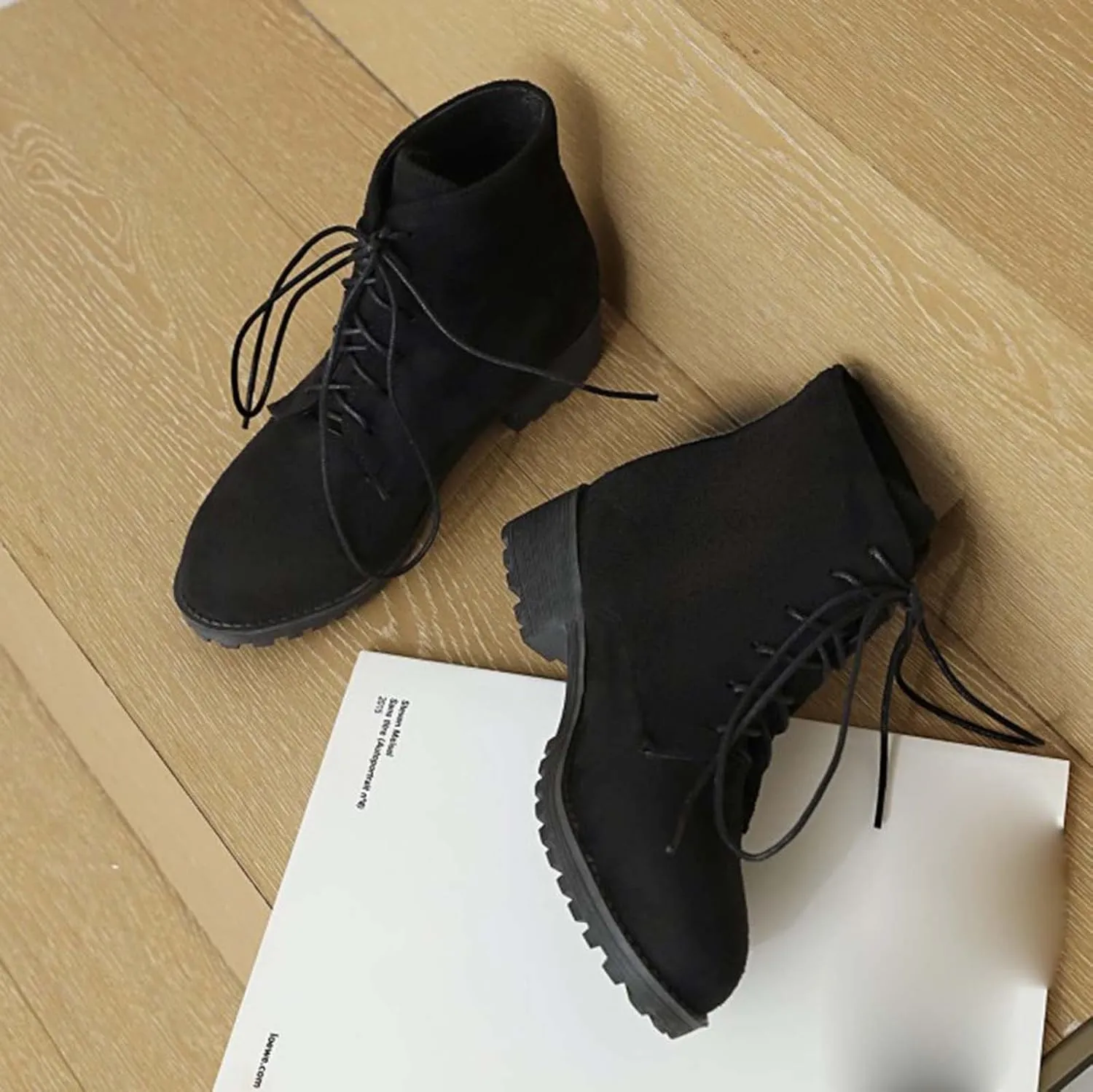 Boots for Women Ankle Womens Shoes Booties Brown Leather Boots Men Ankle Bootie for Women Low Heel Keep Warm Flat Bottom Low Heel Comfortable Pointed Toe