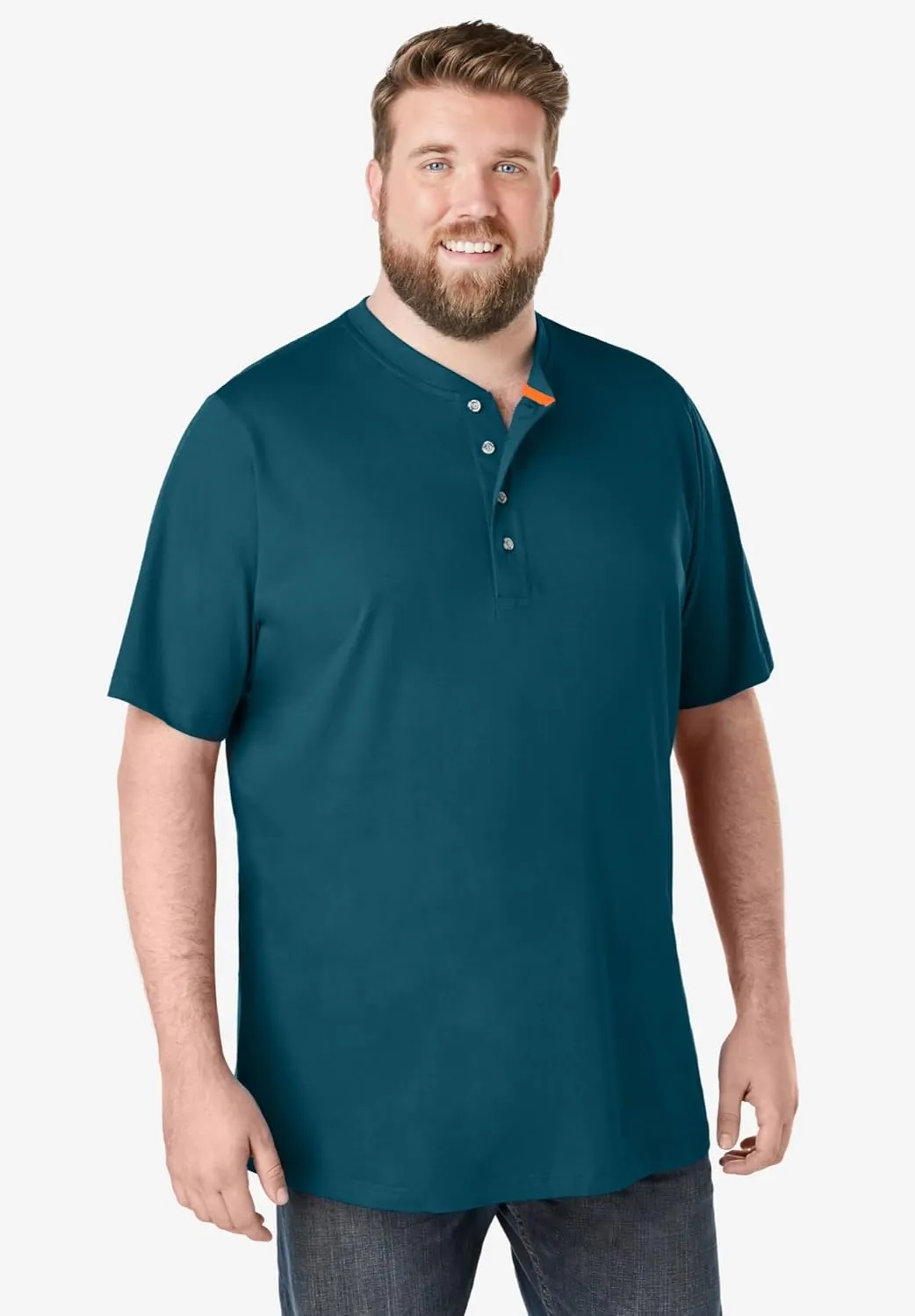 Boulder Creek by Kingsize Men's Big & Tall Heavyweight Short-Sleeve Henley Shirt