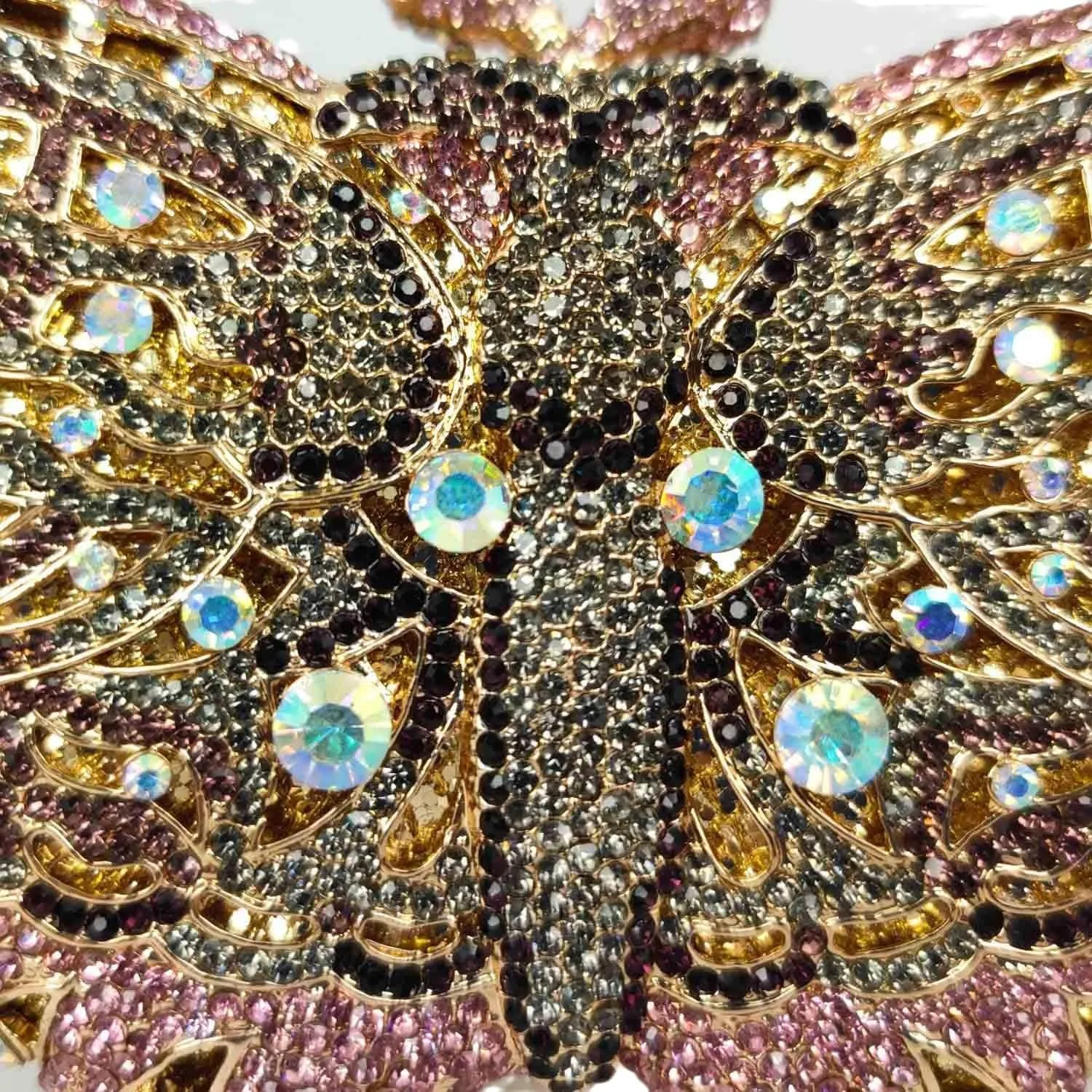 Boutique De FGG Butterfly Clutch Minaudiere Bag Women Rhinestone Evening Handbags Bridal Wedding Crystal Clutch Purse,Mini
