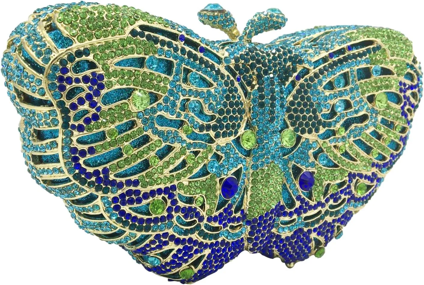 Boutique De FGG Butterfly Clutch Minaudiere Bag Women Rhinestone Evening Handbags Bridal Wedding Crystal Clutch Purse,Mini