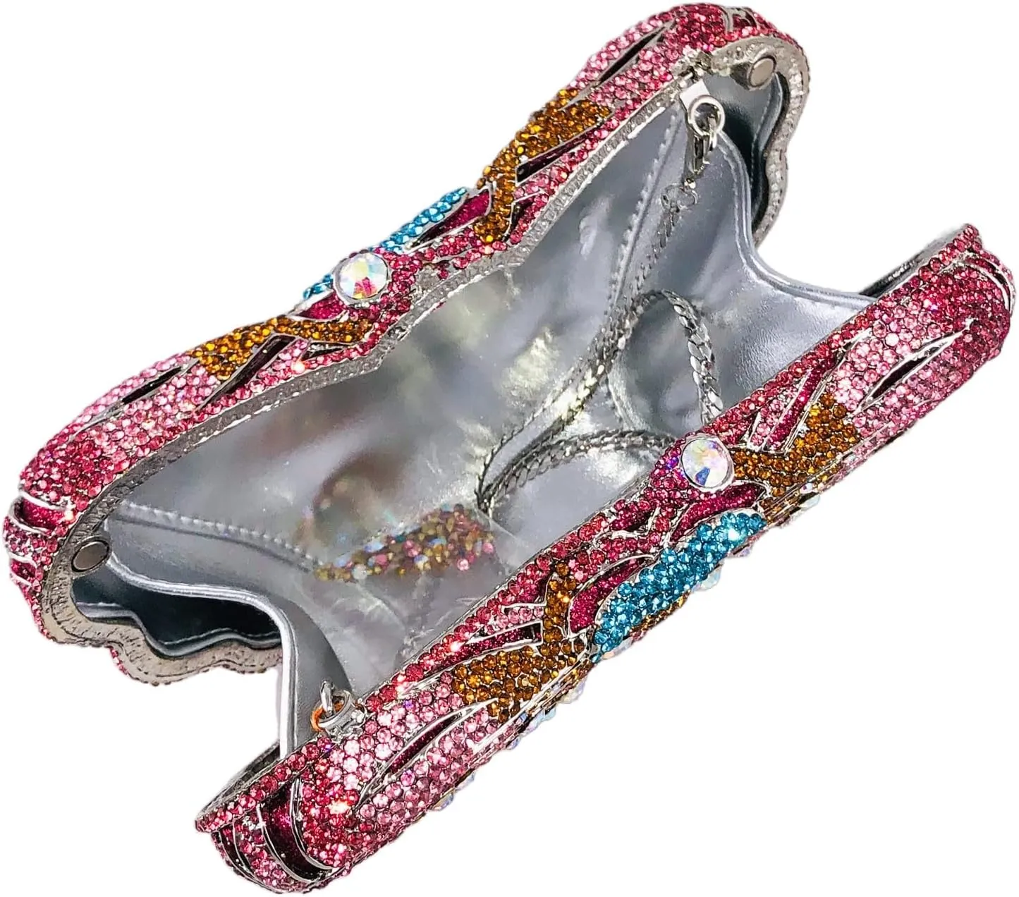 Boutique De FGG Butterfly Clutch Minaudiere Bag Women Rhinestone Evening Handbags Bridal Wedding Crystal Clutch Purse,Mini