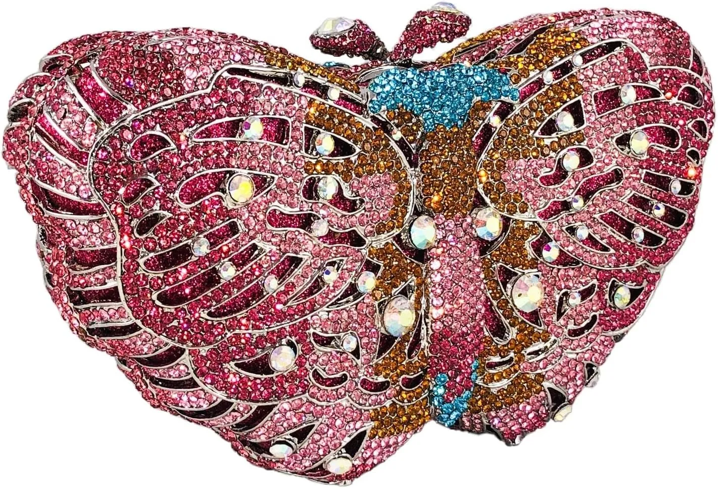 Boutique De FGG Butterfly Clutch Minaudiere Bag Women Rhinestone Evening Handbags Bridal Wedding Crystal Clutch Purse,Mini