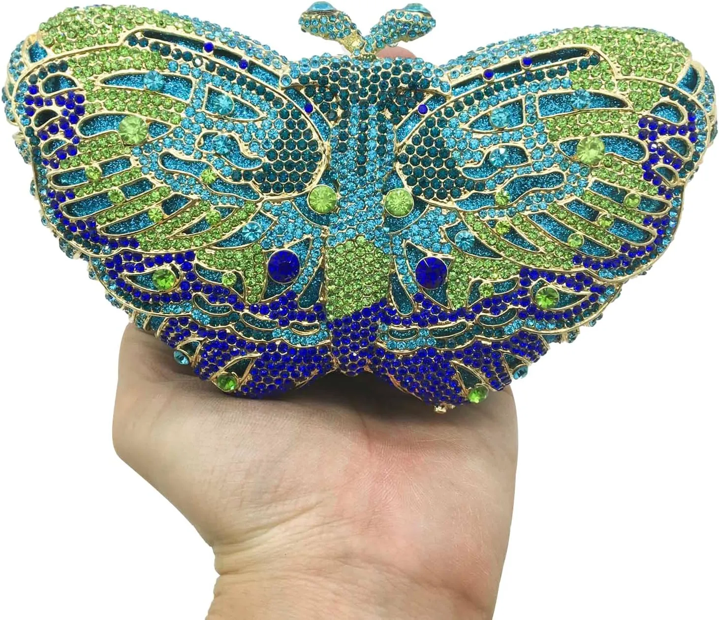 Boutique De FGG Butterfly Clutch Minaudiere Bag Women Rhinestone Evening Handbags Bridal Wedding Crystal Clutch Purse,Mini