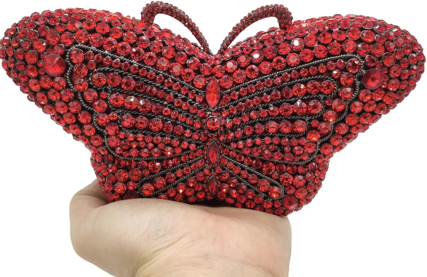 Boutique De FGG Butterfly Crystal Clutch Bags Women Evening Bag Party Rhinestone Handbags Bridal Crystal Clutch Purses,Mini