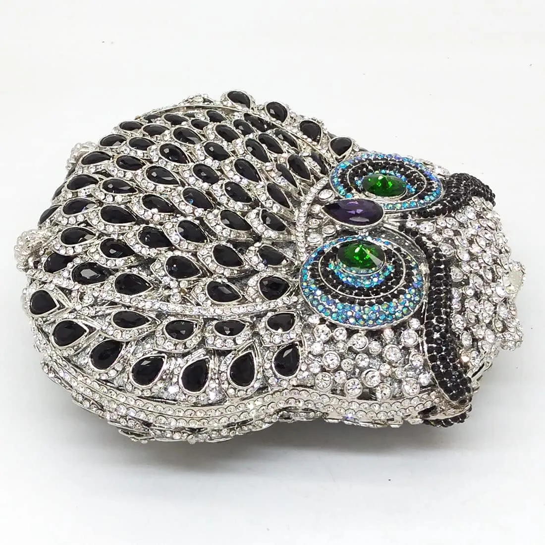 Boutique De FGG Owl Crystal Clutch Bag Animal Evening Handbags Women Formal Party Rhinestone Clutch Purse,Mini