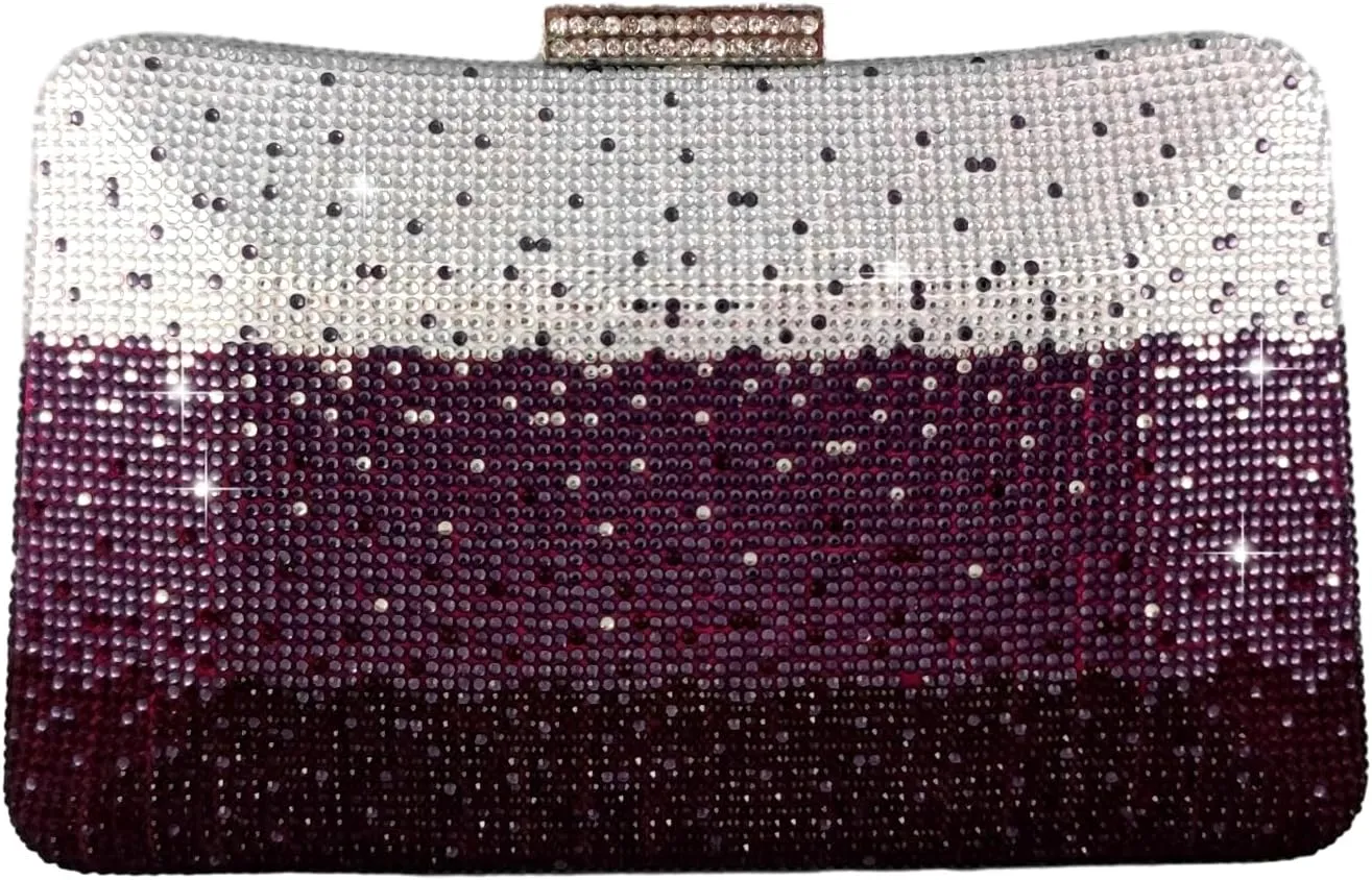 Boutique De FGG Women's Gradient Color Crystal Evening Bags, Rhinestone Clutch for Party Dinner, Fancy Evening Handbags