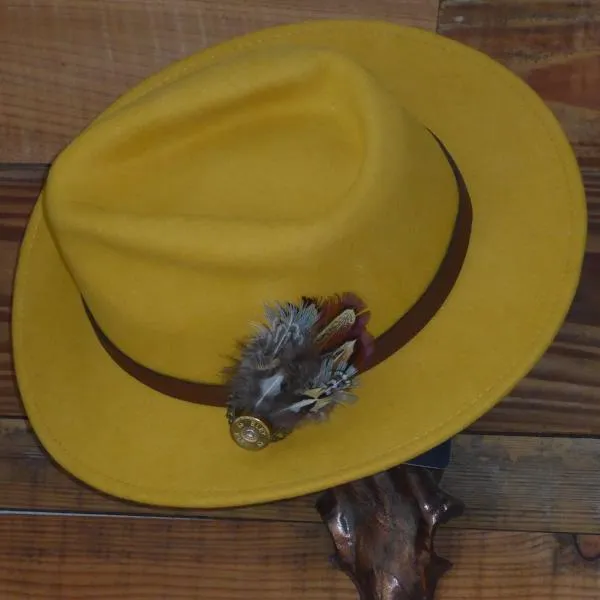 Brown Fedora Hat with Leather Band. Unisex, Crushable.