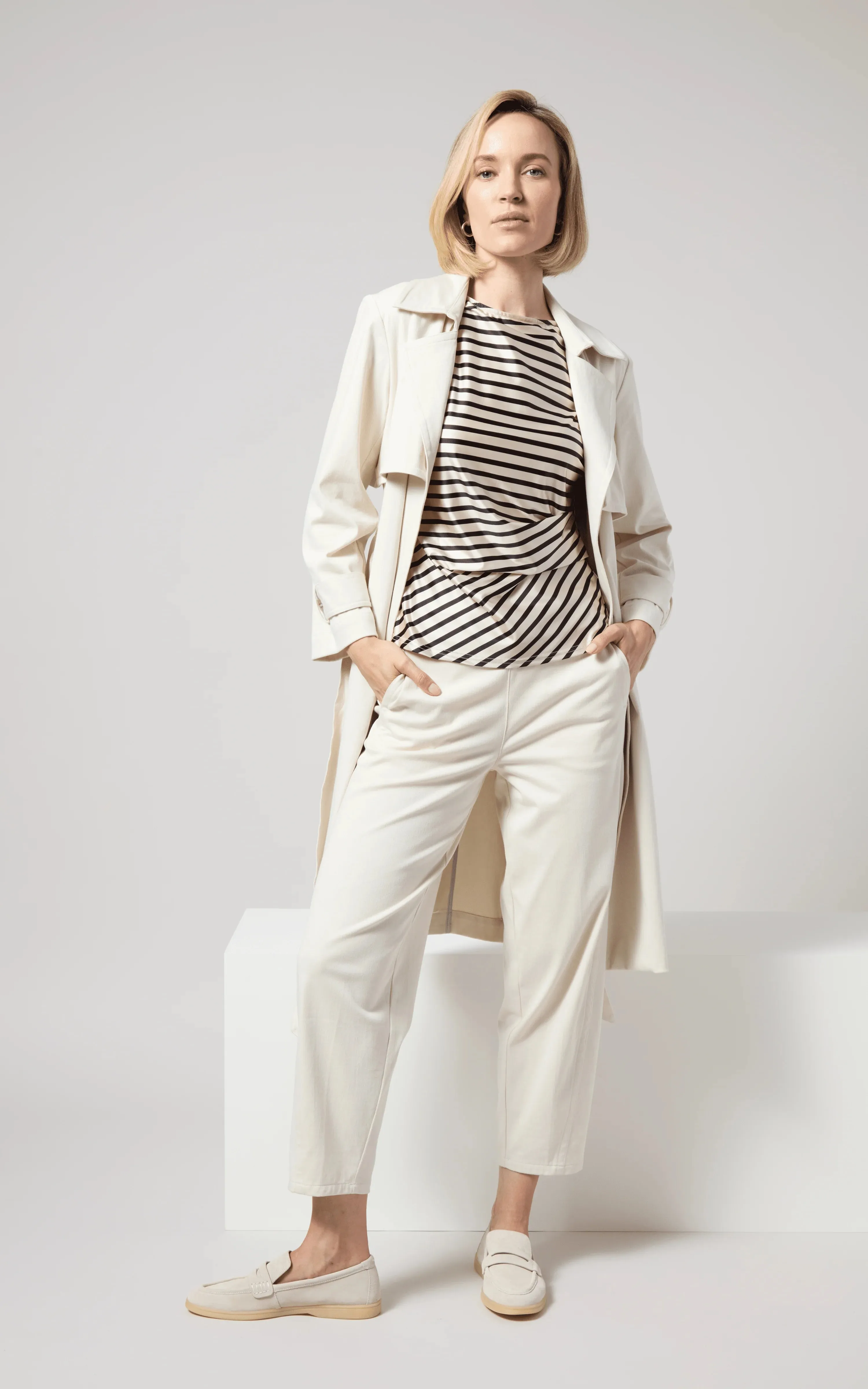 Bruna Side Draped Top Printed Coastal Stripe - Lysse 21-3499-M3 4481